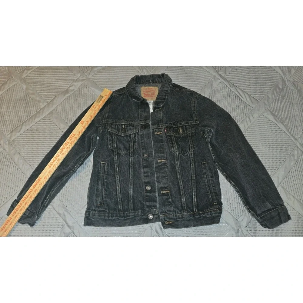 Levi's Denim Jacket Black Gray Youth Large 12–14 Classic‎ Trucker Style